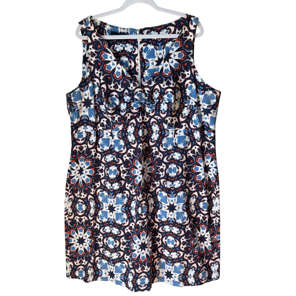 Jones New‎ York Sleeveless Sheath Dress Blue Abstract Floral Print Size 22W